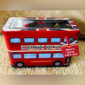 Carnaby Sock Co. Men's Socks 3 Pr. NEW Size 8-12 London Bus Tin